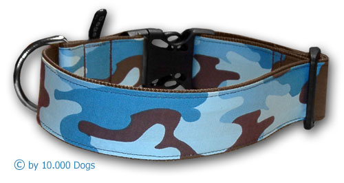 Stylishes Camouflage - Tarn Hunde Halsband - blau