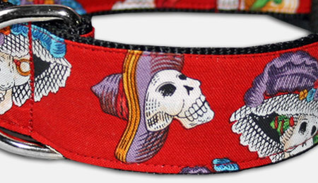 Hombre - mexikanisches Totenkopf - Skull Halsband - rot