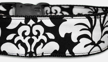 Damask - Tapentenmuster - Hundehalsband - schwarz