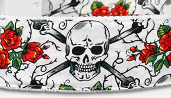 Skulls & Roses Hundehalsband - weiss